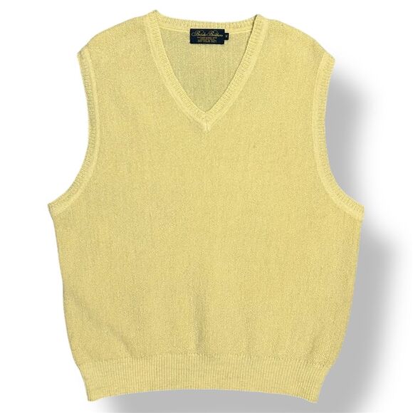 Brooks Brothers Other - Brooks Brothers Mens M Yellow 100% Alpaca Knit V-Neck Sweater Vest Boxy Academia